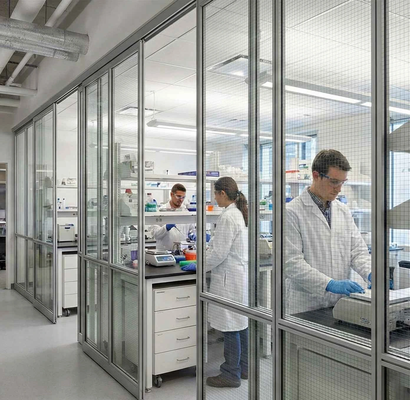 شیشه سیمی پارتیشن‌های آزمایشگاهی