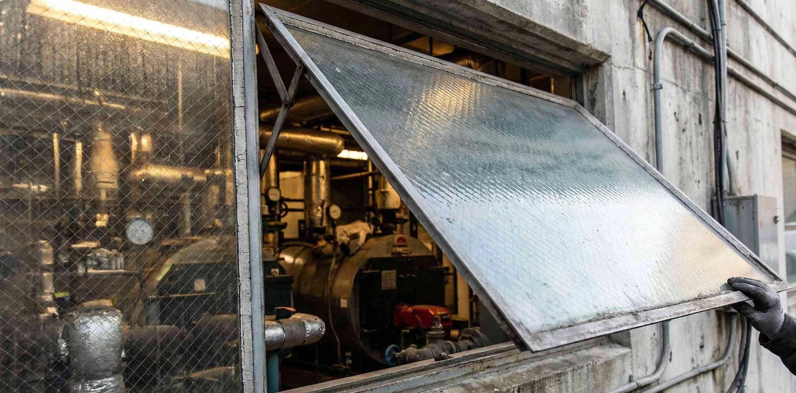 شیشه سیمی موتورخانه‌ها