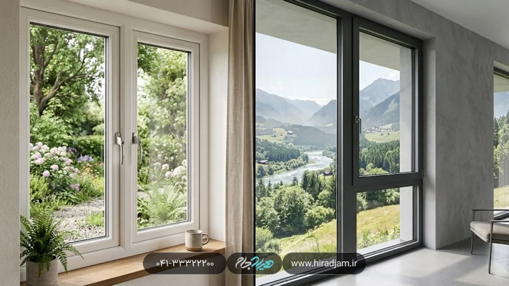 پنجره دوجداره UPVC بهتر است یا آلومینیومی؟ (راهنمای جامع انتخاب فریم)